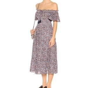Tory Burch Wildflower Smocked Midi Dress